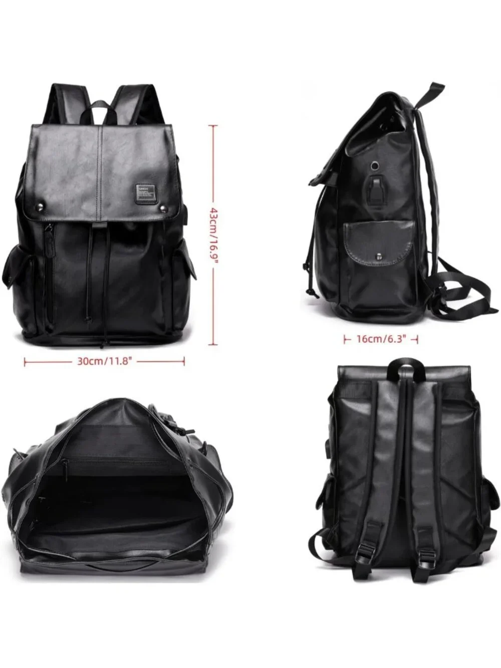 Stylish Waterproof Leather Backpack with USB Charging Port for Work & Travel